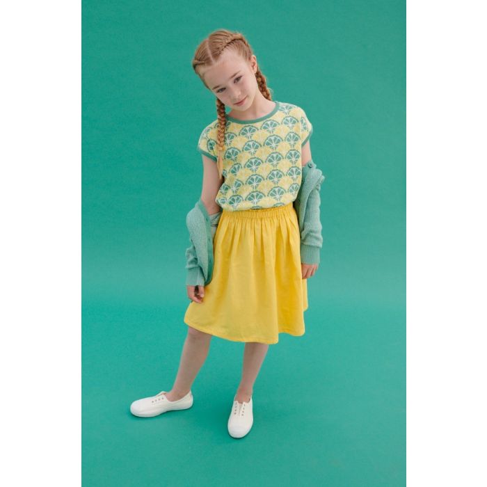Blue skirt clearance and yellow cardigan